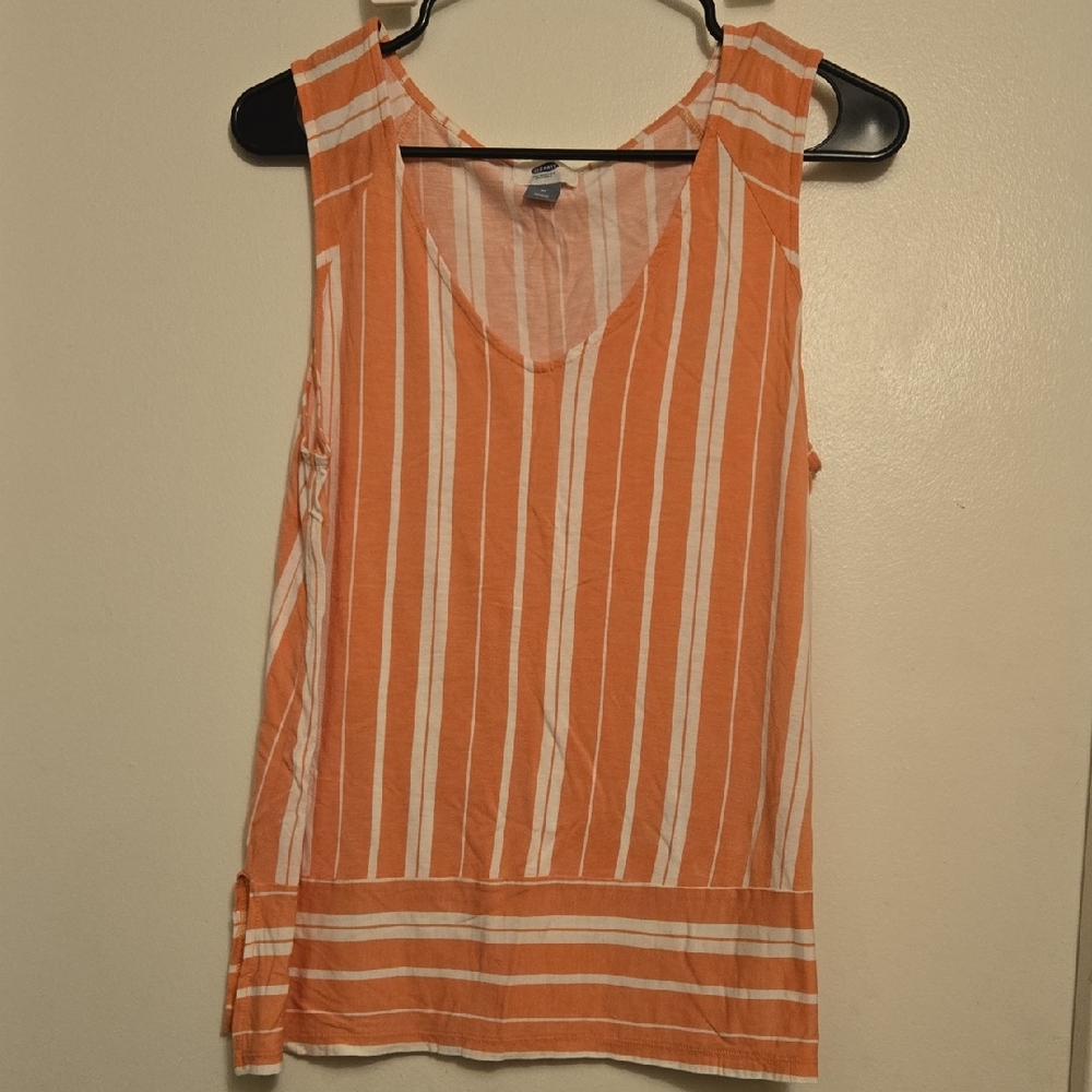 Old Navy Orange and White Striped Tank Top